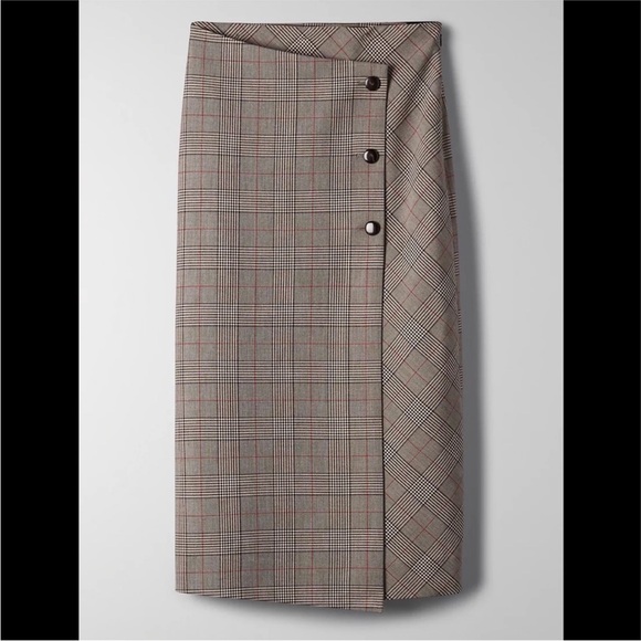 Aritzia Babaton Billy Midi Skirt in Grey Plaid - Picture 3 of 8